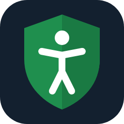 Accessibility Guardian logo: a person inside a green shield